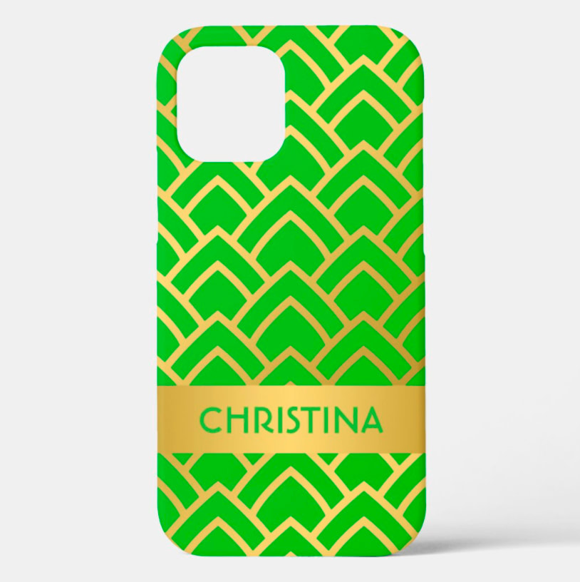 Gold and Bright Green Art Deco Cell Phone Case