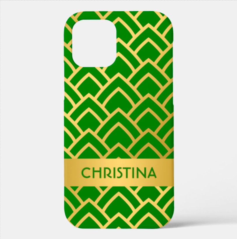 Gold and Green Art Deco Cell Phone Case