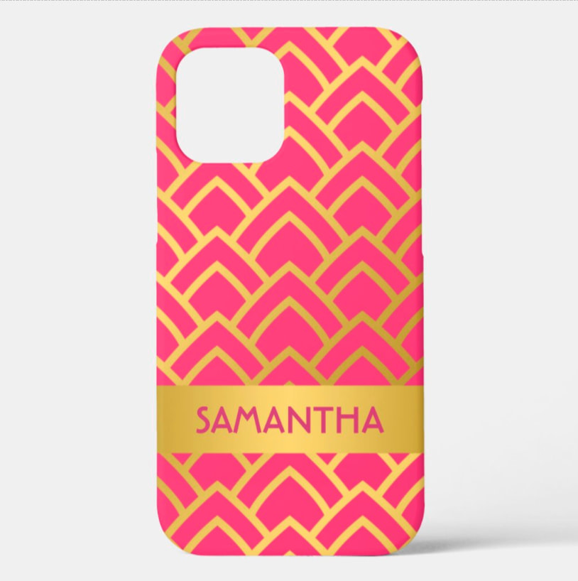 Gold and Hot Pink Art Deco Cell Phone Case