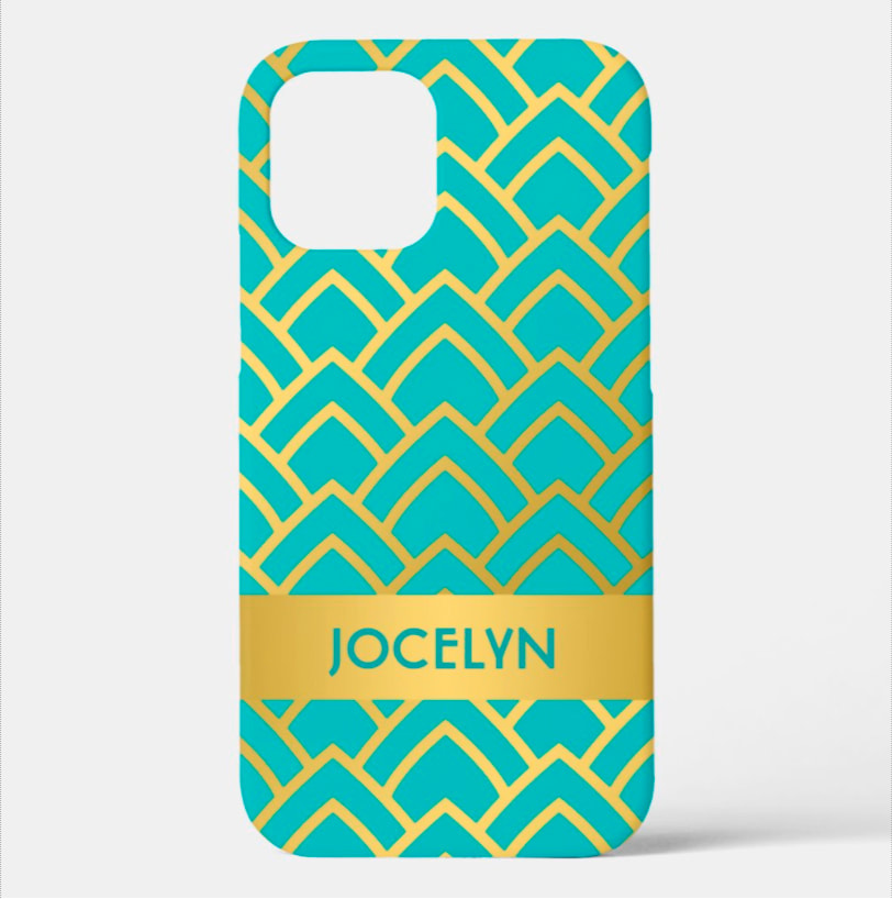 Gold and Turquoise Art Deco Cell Phone Case