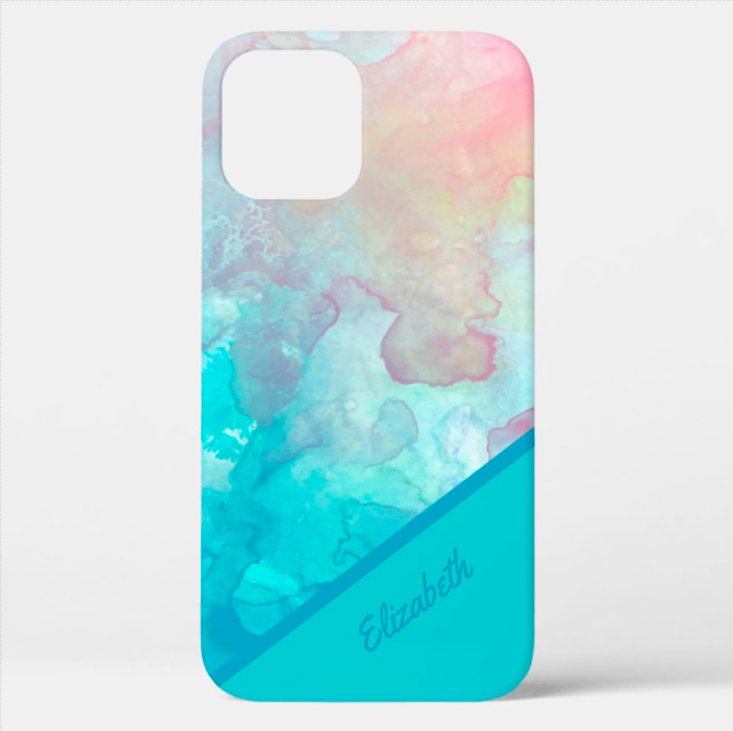 Painted Watercolor Swirl Blue and Pink Cell Phone Case
