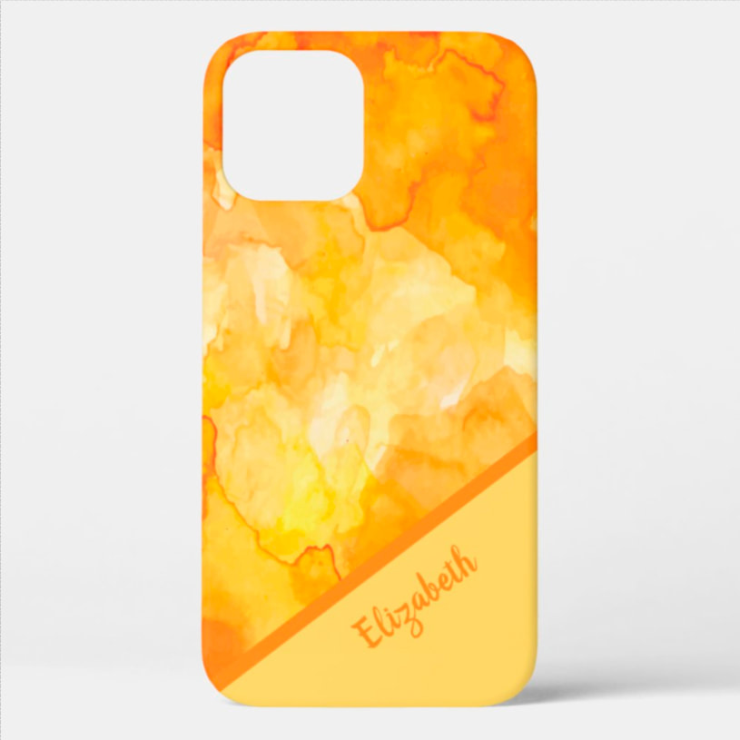 Painted Watercolor Swirl Yellow to Orange Cell Phone Case