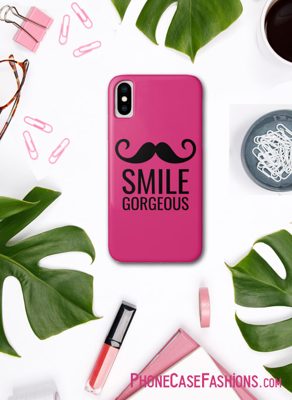 Love to make people smile, always taking photos of friends, places and things? This SMILE + Mustache case is for you. Choose case color - hot pink, turquoise, any color. Don't hide behind an ugly case! Shop PhoneCaseFashions.com