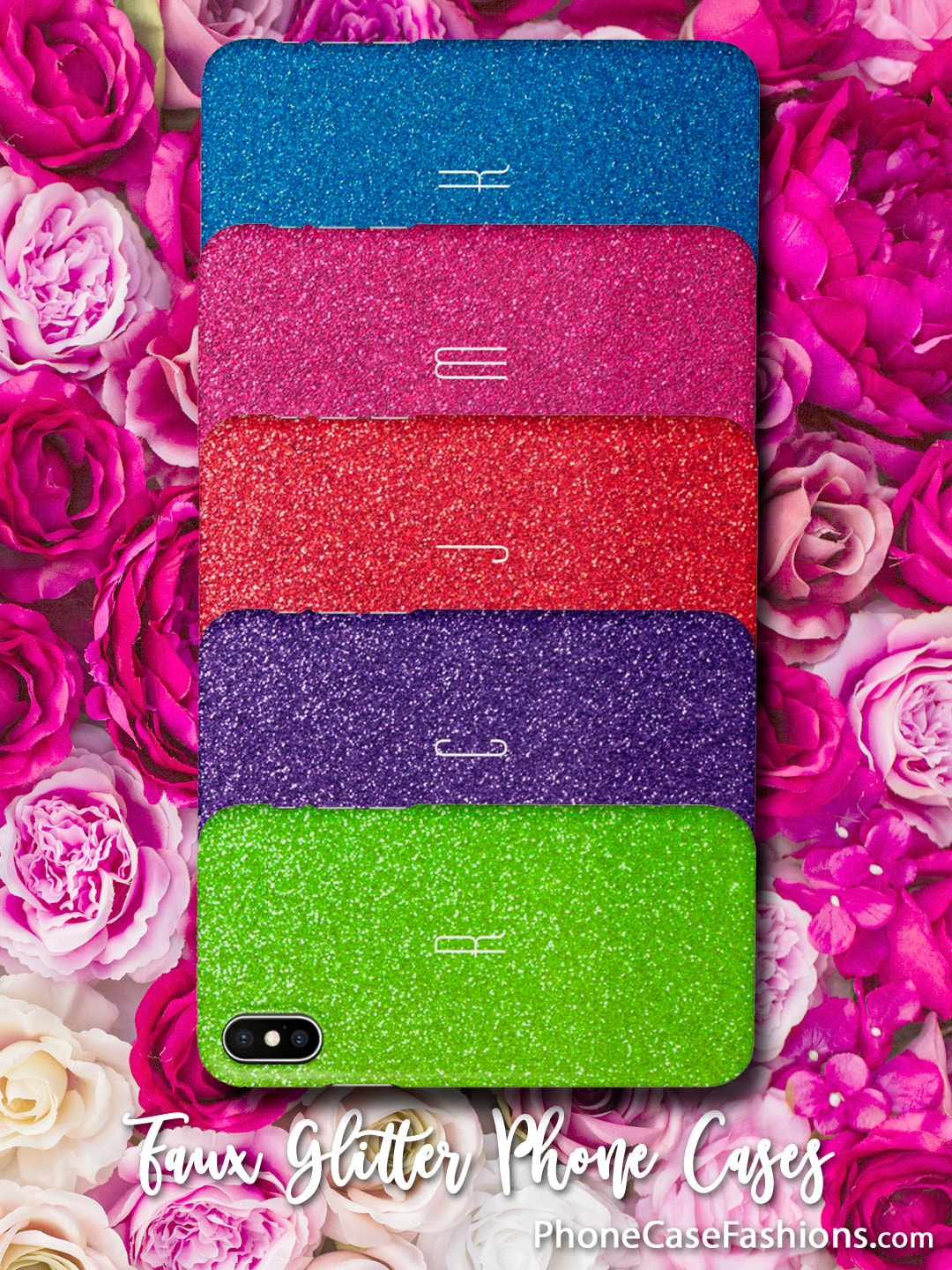 Love sparkle? Faux glitter phone cases in lots of colors, personalize with your initial, monogram, name or leave plain. Collect them all to match your favorite clothes, fingernail polish or your mood. Shop PhoneCaseFashions.com